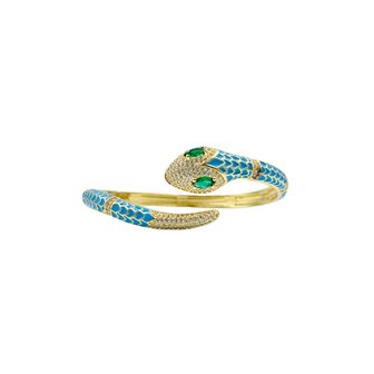 Bracelet Snake Color Strass Gold Plated 18k -Blue sky