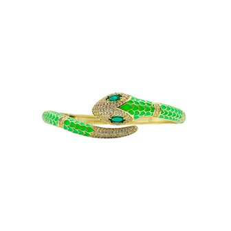 Bracelet Snake Color Strass Gold Plated 18k-Fluo green
