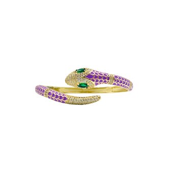 Bracelet Snake Color Strass Gold Plated 18k-Purple 