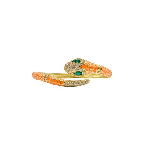 Bracelet Snake Color Strass Gold Plated 18k- Orange